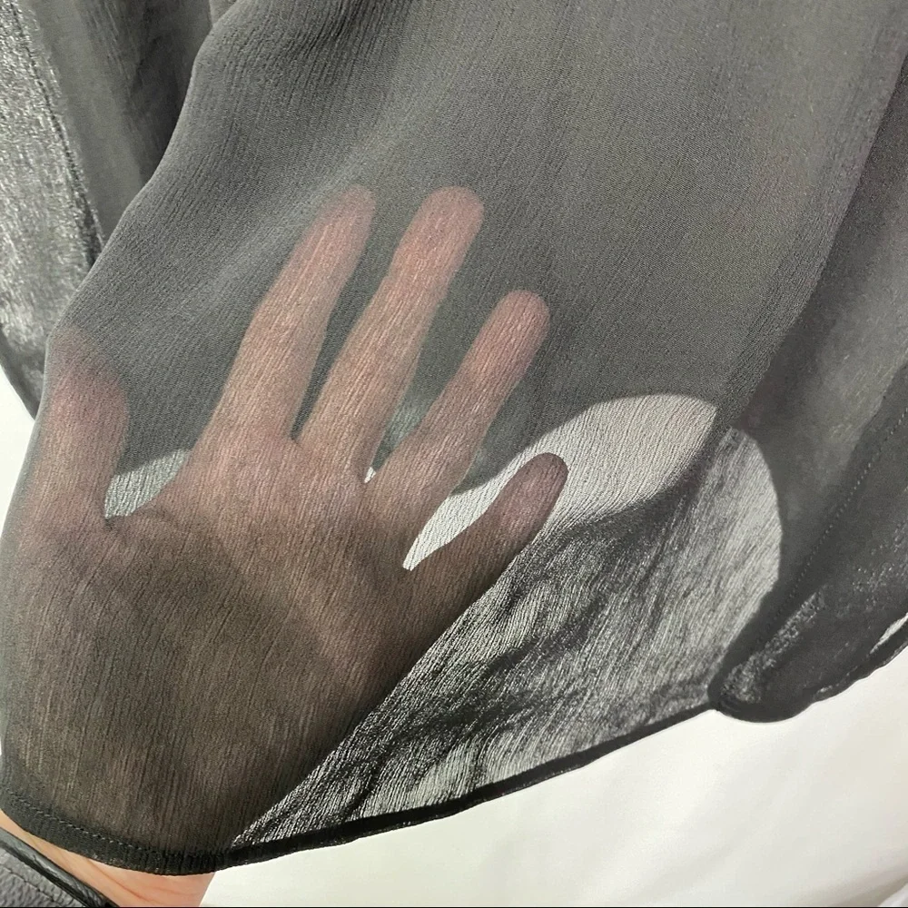 Merona- Black Sheer V neck drawstring Coverup S - Picture 6 of 8